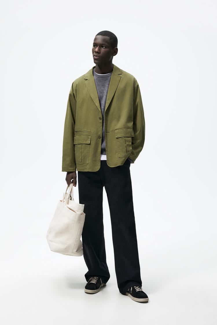 BLAZER WITH POCKETS Khaki ZARA United Kingdom